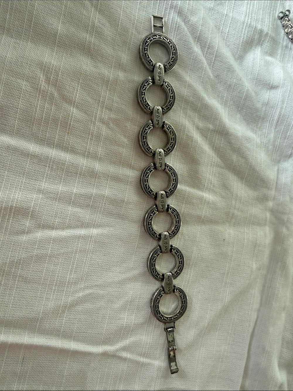 Brighton Silver Antiqued Circular Link Bracelet